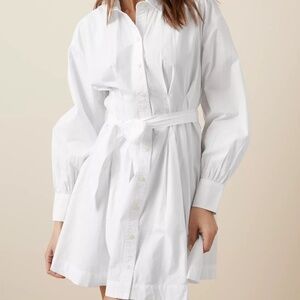 AE Long-Sleeve Pleated Mini Shirt Dress